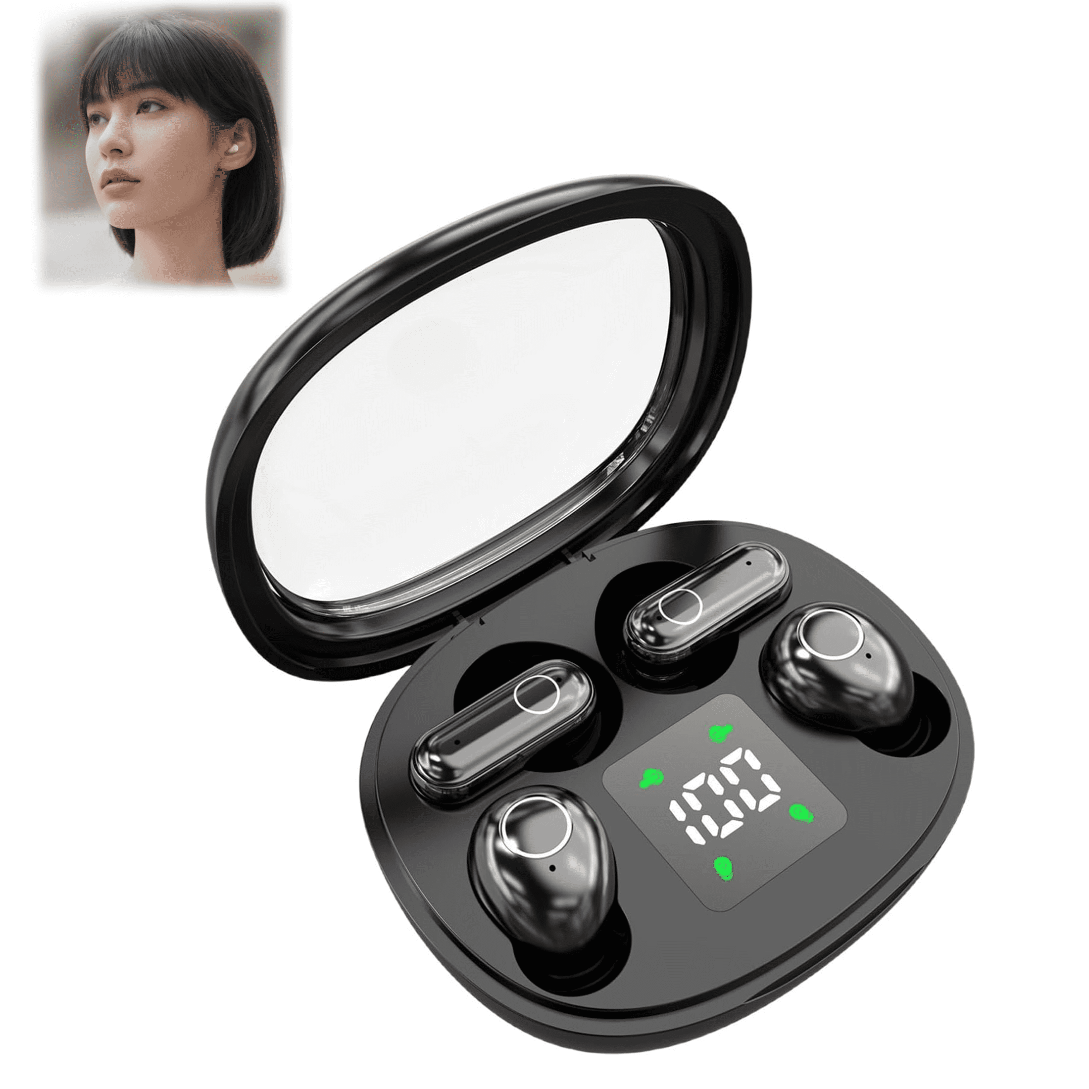 SK35 Bluetooth 5.4 Ultra Mini Earbuds 2-Pack, Invisible In-Ear Wireless Headphones with LED Power Display, Type-C Charging, Built-in Mic for Sports Workout Sleep(wwx)