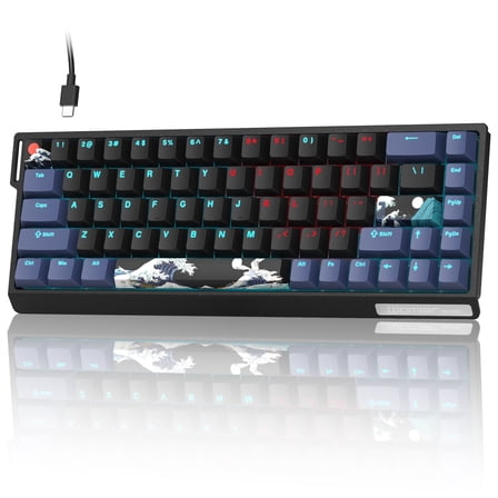 SK68 65% Gaming Keyboard, Wired Backlit Mini Keyboard w/100% Hot-Swap Socket 68 Keys Aluminum Gaming Wired Keyboard for PC Laptop Game