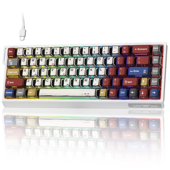 SK68 65% Gaming Keyboard, Wired Backlit Mini Keyboard w/100% Hot-Swap Socket 68 Keys Aluminum Gaming Wired Keyboard for PC Laptop Game