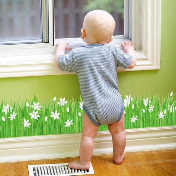 New SK7044 Little Lily Grass Skirting Line Bathroom Kitchen Entrances Doors and Windows Wall Stickers PVC Removable