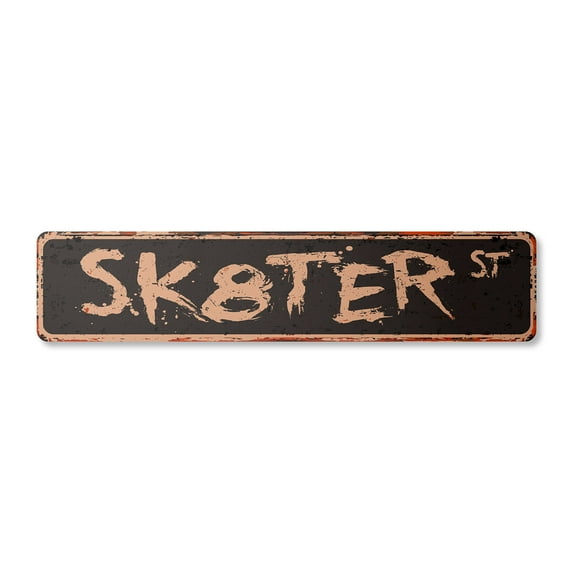 SK8TER Vintage Aluminum Street Sign skateboard skates boi skateboarding skating rustic metal tin | Indoor/Outdoor |  24" Wide