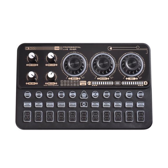 SK900 Multi-function Live Sound Card Mixer - Portable Audio Interface for Streaming, Singing & Recording, 16bit/48kHz