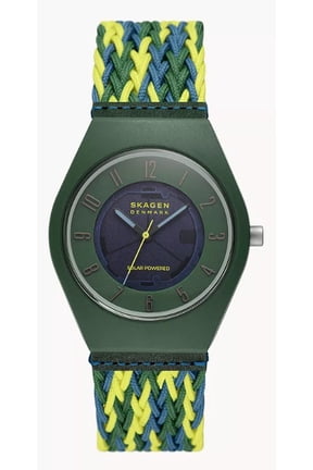 SKW6881 SAMSØ SERIES GREEN DIAL MULTICOLOR rPET WOVEN SOLAR POWERED STRAP MENS WATCH