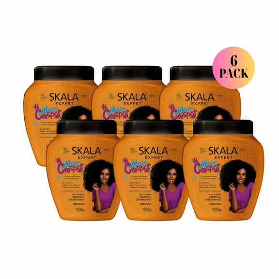 SKALA Mais Crespos Super Curly Hair Type 4ABC, 2-in-1 Conditioning Treatment Cream & Leave-In, Vegan, Curl Enhancing, Hydrate & Eliminate Frizz 6 Pack