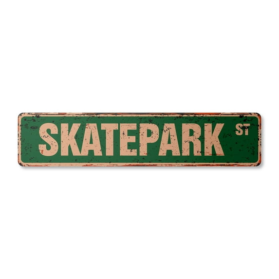 SKATEPARK Vintage Aluminum Street Sign skateboard ramp skateboarding skateboarder sports rustic metal tin | Indoor/Outdoor | 30" Wide