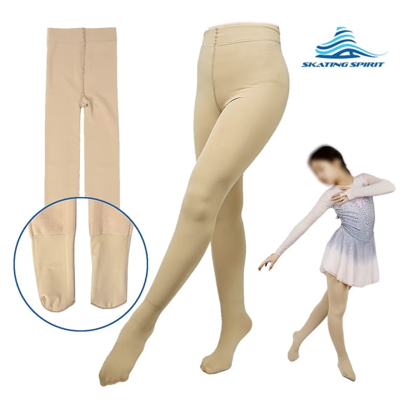 SKATING SPIRIT 2-in-1 Footed Figure Skating Tights, Dance Tights, Fleece Lined Thermal