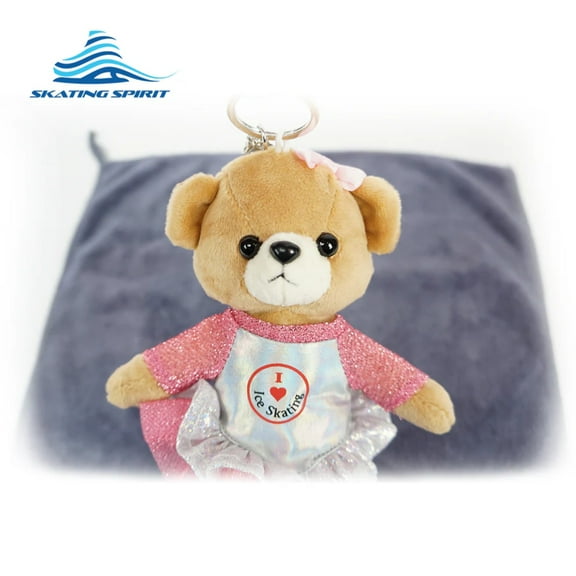 SKATING SPIRIT Microfiber Skate Blade Towel and Skater Teddy Bear Doll Key Chain Gift Set
