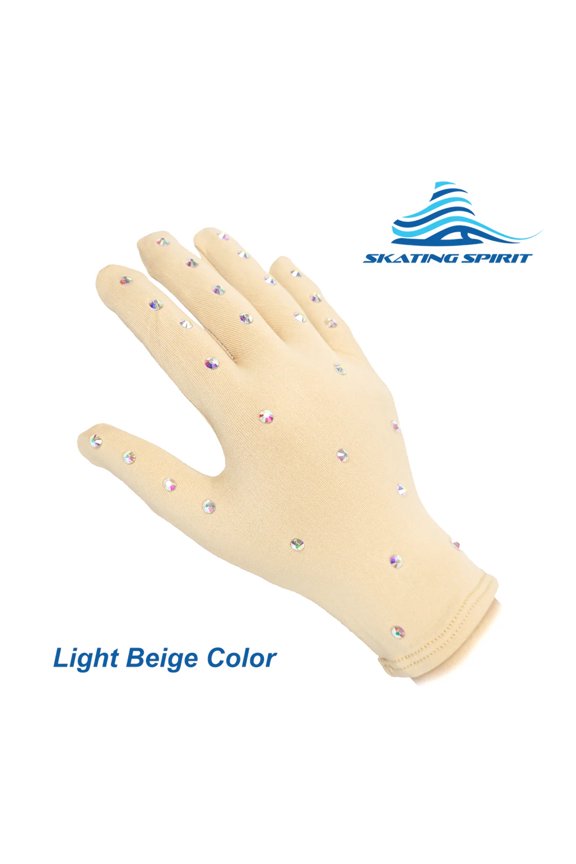 Thermal Figure Skating Competition Gloves (1 pair) Sparkle Rhinestone Decoration, for Performance Show Dance
