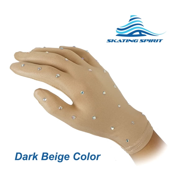 SKATING SPIRIT Thermal Figure Skating Competition Gloves (1 pair) Sparkle Rhinestone Decoration, for Performance Show Dance
