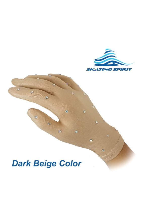 Thermal Figure Skating Competition Gloves (1 pair) Sparkle Rhinestone Decoration, for Performance Show Dance