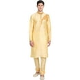 thumbnail image 1 of SKAVIJ Art Silk Kurta Pajama Set for Men Festive Wear Dress Beige M, 1 of 6