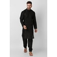 thumbnail image 1 of SKAVIJ Art Silk Kurta Pajama Set for Men Indian Wedding Party Wear Dress (Large, Black), 1 of 6