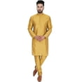 thumbnail image 1 of SKAVIJ Art Silk Kurta Pajama Set for Men Indian Wedding Party Wear Dress (x-Large, Gold), 1 of 6