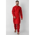 thumbnail image 1 of SKAVIJ Art Silk Kurta Pajama Set for Men Indian Wedding Party Wear Dress (x-Large, Red), 1 of 6