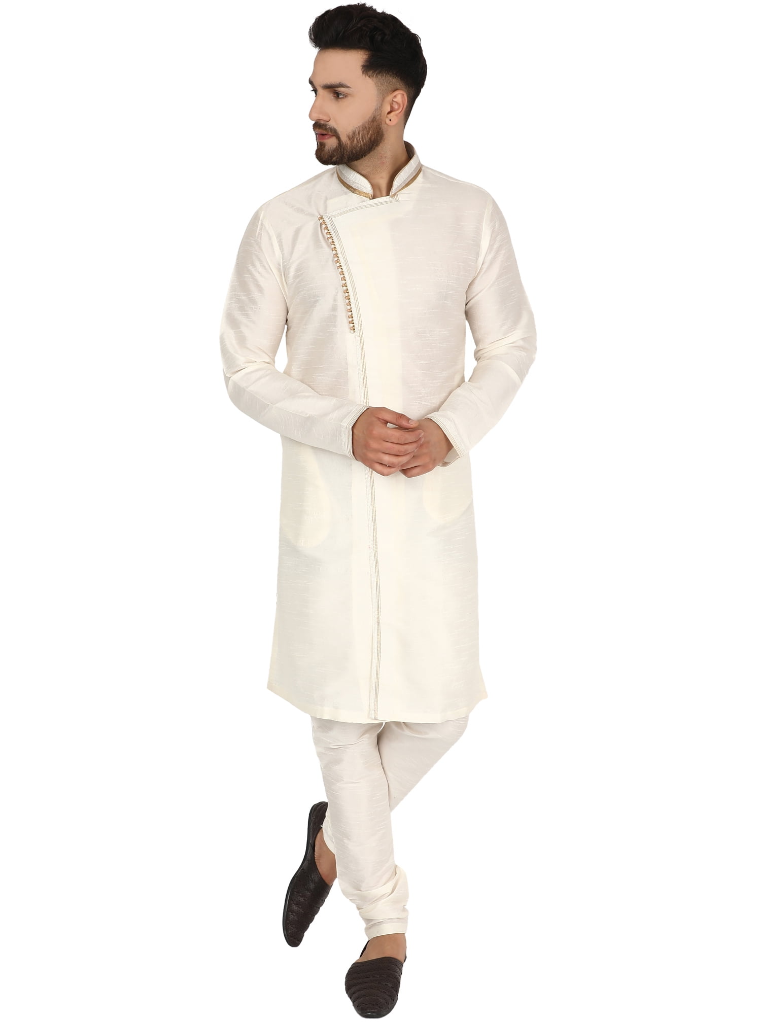 SKAVIJ Heren Ndiase Kleding 4 delig Kurta Pyjama gilet met
