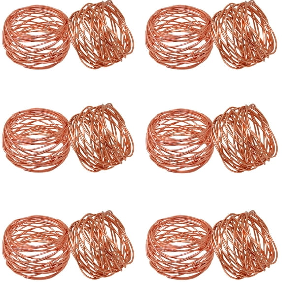 SKAVIJ Indian Handmade Round Metal Copper Napkin Rings Set of 12 for Dinner Parties, Dining Table Decoration Napkin Holder Copper (Pack of 12)