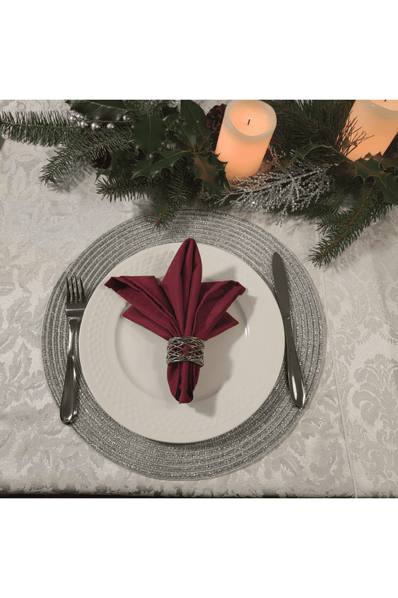 Indian Handmade Round Metal Mesh Napkin Rings for Dinner Parties Everyday Use Serviette Holder (Silver) Set of 12