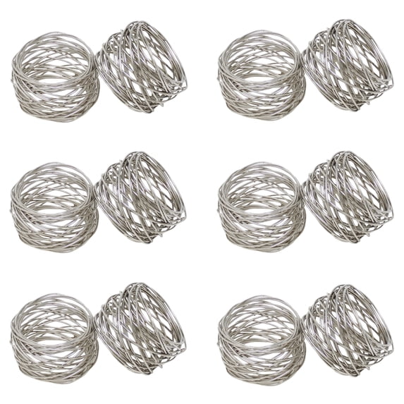 SKAVIJ Indian Handmade Round Metal Silver Napkin Rings Set of 8 for Dinner Parties, Dining Table Decoration Napkin Holder Silver (Pack of 8)