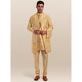 thumbnail image 1 of SKAVIJ Kurta Pajama Jacket Scarf 4-Piece Set Embroidered Wedding Party Dress Yellow L, 1 of 5