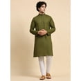 thumbnail image 1 of SKAVIJ Kurta Pajama Set for Men Cotton 2 Piece Top Bottom Traditional Indian Dress Olive Green M, 1 of 7