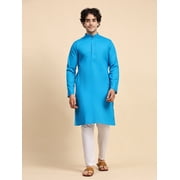 SKAVIJ Kurta Pajama Set for Men Cotton 2 Piece Top Bottom Traditional Indian Dress Turquoise L