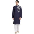 thumbnail image 1 of SKAVIJ Kurta Pajama Set for Men Embroidered Cotton Ethnic Wear Dress Blue S, 1 of 6