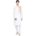 thumbnail image 1 of SKAVIJ Kurta Pajama Set for Men Embroidered Cotton Ethnic Wear Dress White S, 1 of 6