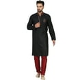 thumbnail image 1 of SKAVIJ Kurta Pajama Set for Men Jacquard Silk Wedding Dress Black M, 1 of 6