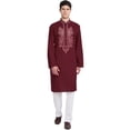 thumbnail image 1 of SKAVIJ Kurta Pajama Set for Men Long Sleeve Cotton Party CasualRed M, 1 of 6