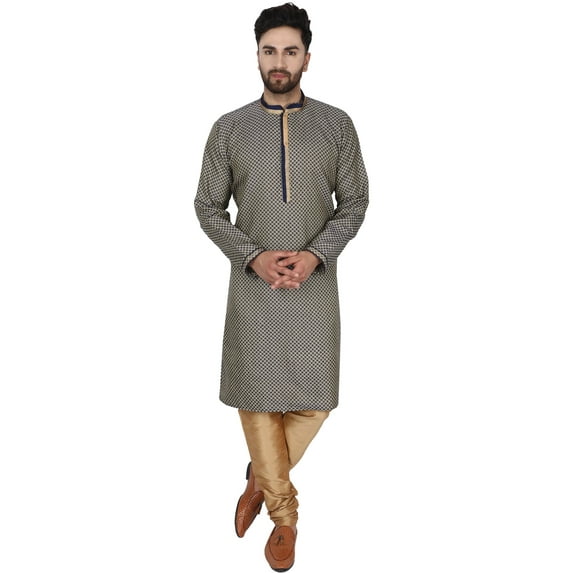 SKAVIJ Kurta Pyjama Set for Men Indian Traditional Wear Blue S