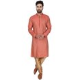 thumbnail image 1 of SKAVIJ Kurta Pyjama Set for Men Indian Traditional Wear Red L, 1 of 6