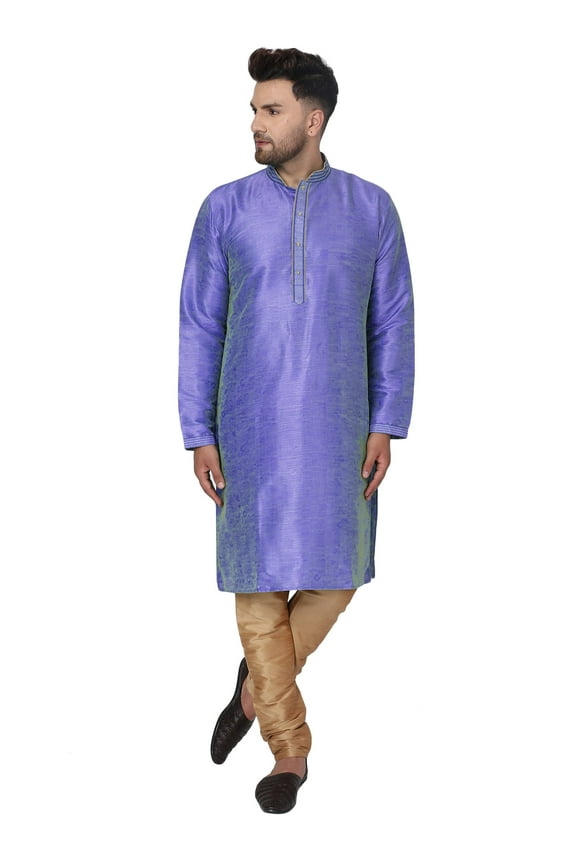 Kurta Pyjama for Men 2-Piece Indian Traditional Party Dress Blue L
