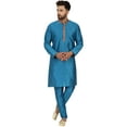 thumbnail image 1 of SKAVIJ Kurta Set for Men Long Sleeve Traditional Wear Dress Turquoise L, 1 of 6