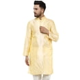 thumbnail image 1 of SKAVIJ Kurta for Men Art Silk Embroidered Long Shirt Indian Wedding Small Beige, 1 of 6