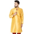 thumbnail image 1 of SKAVIJ Men's Art Silk Indian Wedding Long Kurta Regula Fit (Medium, Gold), 1 of 5