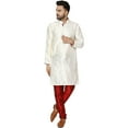 thumbnail image 1 of SKAVIJ Men's Art Silk Kurta Pajama Set Indian Traditional Wear Dress Off-White L, 1 of 6