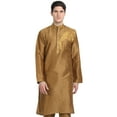 thumbnail image 1 of SKAVIJ Men's Art Silk Kurta Top Indian Wedding Casual Long Shirt Medium Brown, 1 of 6