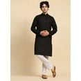 thumbnail image 1 of SKAVIJ Men's Casual Cotton Regular Fit Ethnic Wear Kurta Pyjama Set Everyday Day Outfit Black M, 1 of 11