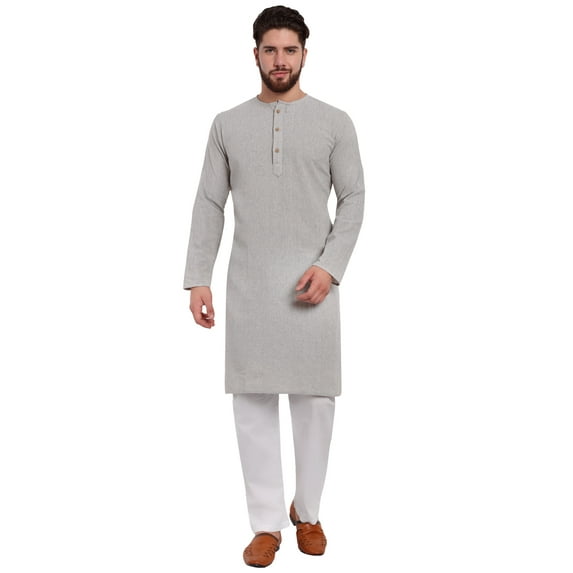 SKAVIJ Men's Cotton 2 Piece Set Casual Henley Shirts with Trouser Round Neck Long Sleeve Regular Outfit (Small,Grey)