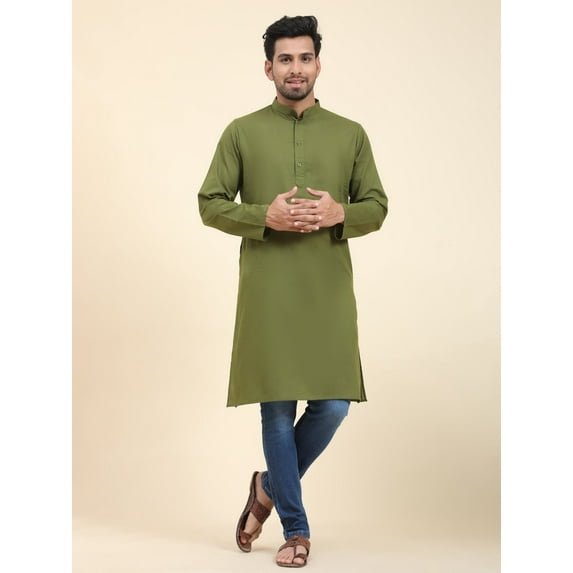 SKAVIJ Men's Cotton Henley Shirt Long Sleeve Casual T Shirts Olive Green, XXL