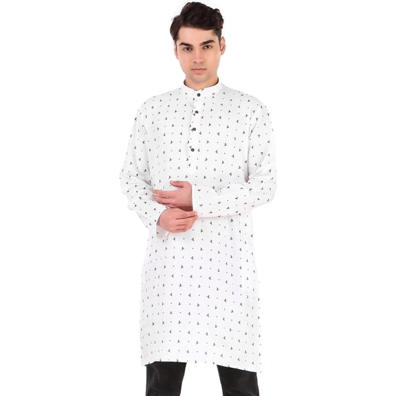 SKAVIJ Men's Cotton Printed Longline Henley Shirt Long Sleeve Mandarin Collar Hippie Casual Beach Summer Yoga T-Shirts