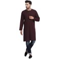 thumbnail image 1 of SKAVIJ Men's Handloom Cotton Kurta Indian Ethnic Wear Yoga Top (Medium, Brown), 1 of 4
