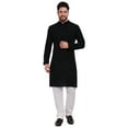 thumbnail image 1 of SKAVIJ Men's Handmade Cotton Henley Shirts with Trouser Long Sleeve Longline Summer Yoga T Shirts with Pocket (X-Large,Black), 1 of 6