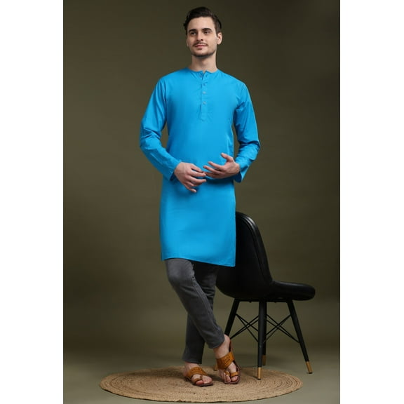 SKAVIJ Men's Handmade Cotton Longline Casual Henley Shirts Long Sleeve Round Neck Collar Summer Hippie T Shirts with Pocket