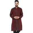 thumbnail image 1 of SKAVIJ Men's Indian Art Silk Kurta Casual Long Shirt Party Small Maroon, 1 of 6