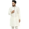 thumbnail image 1 of SKAVIJ Men's Indian Art Silk Kurta Wedding Party Casual Long Shirt (Medium, Offwhite), 1 of 6