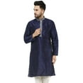 thumbnail image 1 of SKAVIJ Men's Indian Art Silk Kurta Wedding Party Casual Long Shirt (x-Large, Blue), 1 of 6