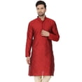 thumbnail image 1 of SKAVIJ Men's Indian Art Silk Top Casual Long Shirt Regular Fit Outfit (x-Large, Red), 1 of 6