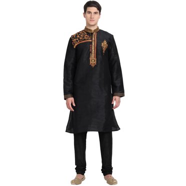 SKAVIJ Men's Art Silk Kurta Pajama Set - Traditional Indian Wedding & Festival Wear