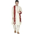 thumbnail image 1 of SKAVIJ Men's Kurta Pajama and Scarf Set Art Silk Indian Ethnic Dress OffWhite XL, 1 of 6